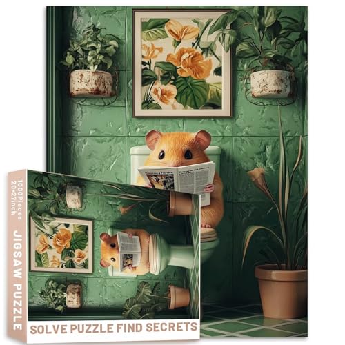 Hamster-WC, Badezimmer, Vintage-Kunst, 1000 Teile, Tier-Puzzle, 50 x 70 cm, anspruchsvolle Familienaktivitäten, buntes Bastelpuzzle für Heimdekoration, Geschenke Hamster-WC, Badezimmer, Vintage-Kunst, 1000 Teile, Tier-Puzzle, 50 x 70 cm, anspruchsvolle Familienaktivitäten, buntes Bastelpuzzle für Heimdekoration, Geschenke von Generic