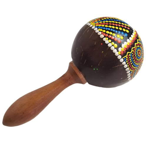 Hand-Maraca, Kokosnussschalen-Hand-Rhythmus-Shaker, tragbares Percussion-Instrument, bunte Rassel für Musik, Tanz und Feste Hand-Maraca, Kokosnussschalen-Hand-Rhythmus-Shaker, tragbares Percussion-Instrument, bunte Rassel für Musik, Tanz und Feste von Generic