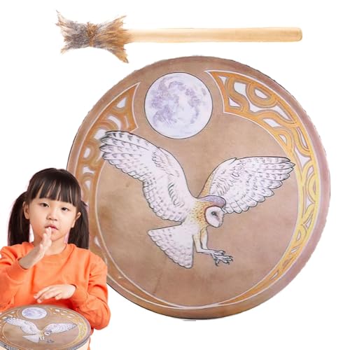 Handgefertigte Schamanentrommel | Meditationstrommel aus Holz | Spirituelle Trommel mit Schlagzeugstift, robuste rituelle Handtrommel mit Vintage Finish, spirituelle Trommel im dekorativen Design, Handgefertigte Schamanentrommel | Meditationstrommel aus Holz | Spirituelle Trommel mit Schlagzeugstift, robuste rituelle Handtrommel mit Vintage Finish, spirituelle Trommel im dekorativen Design, von Generic