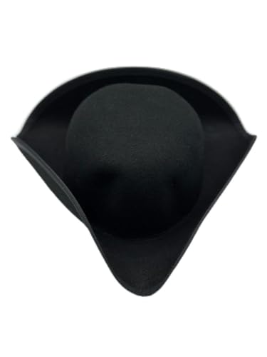 Handgefertigter Dreispitz Hut hergestellt aus 100% Lana-Wolle - Piraten-kapitänshut mit Dreispitzel - Piratenhut schwarz- Größe 60 von Generic