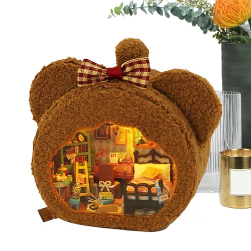 Handgefertigtes Hausmodell, Modell eines kleinen Hauses, handwerkliches Puppenhaus für Kinder, Miniatur-Puppenhaus-Dekoration, handgemachtes Puppenhaus von Generic