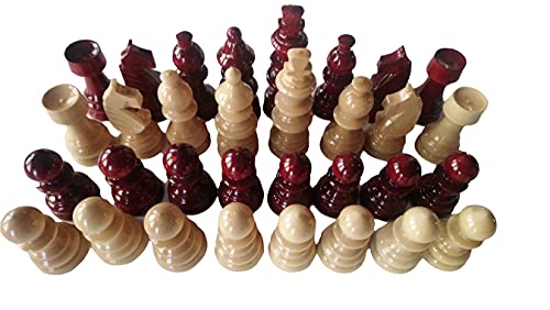 Handgefertigtes Schachfiguren aus Haselnussholz, lackiert, König 9,5 cm, 9,5 cm, Rot von Generic