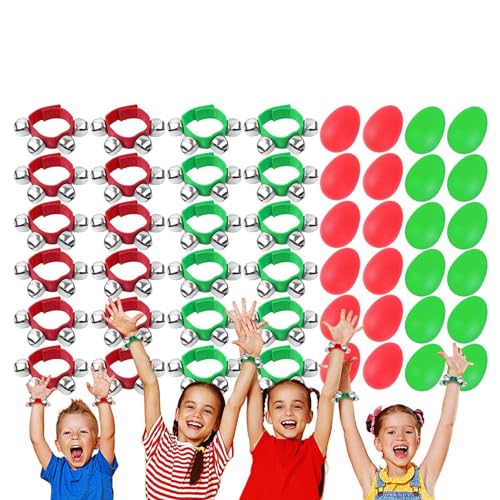 Handgelenkglocken für Kinder, Jingle Bell-Armband - Fesselndes Musik-Rhythmus-Spielzeug - Rhythmusglocken zum Musiklernen, Eierschüttler-Percussion für Mädchen, Jungen, Kinder von Generic