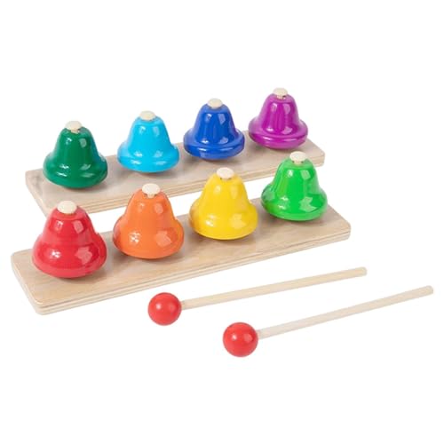 Handglocke mit 8 Noten, Musikklingel, bunte Handglocken-Instrumente – natürliches ökologisches Holz, Musik-Se, 8-Ton-Glocke, rotierende Rassel, Spielzeug, Geschenk von Generic