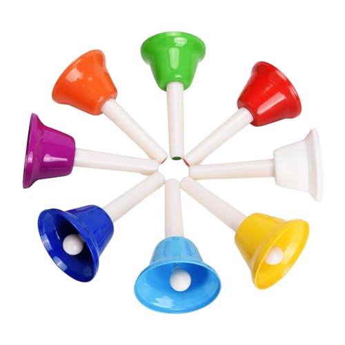 Handglocken für Kinder, Handglocke für Dienste | Buntes 8-Noten-Handklingel-Set, tragbar, Musikinstrument mit klarem Klang mit Griff, für Kinder, Erwachsene Handglocken für Kinder, Handglocke für Dienste | Buntes 8-Noten-Handklingel-Set, tragbar, Musikinstrument mit klarem Klang mit Griff, für Kinder, Erwachsene von Generic