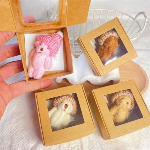 Handmade Mini Plush Bear in Box,Handmade Mini Plush Bear with Inspirational Card,Emotional Support Positive Gifts for Christmas and Valentine's Day & Mother's Day (Brown) von Generic