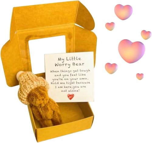 Handmade Mini Plush Bear in Box,Handmade Mini Plush Bear with Inspirational Card,Emotional Support Positive Gifts for Christmas and Valentine's Day & Mother's Day (Coffee) von Generic