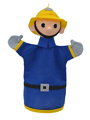 Handpuppe Märchenfigur Feuerwehrmann 28 cm, Ideal für Puppentheatre und Rollenspiele, für Kinder Baby Jungen Mädchen von Generic