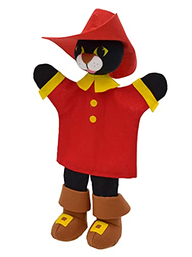Handpuppe Tierhandpuppen Der Gestiefelte Kater 34 cm, Zoo Farm Cartoon Tierfigur theatrepuppe Handspielpuppe, für Kinder Baby Jungen Mädchen von Generic