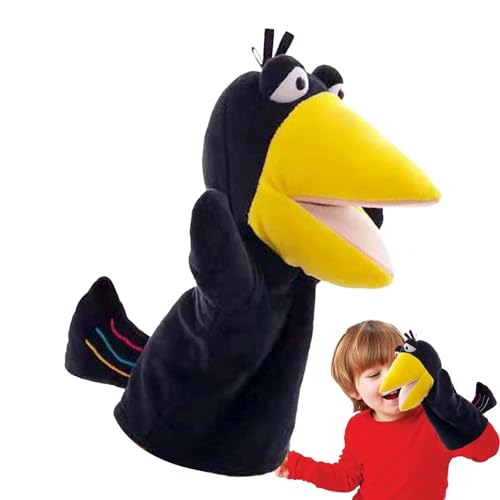 Handpuppen für Kinder, Handpuppen - Corbeau Puppet Plüsch - Interaktive Handtaschen in Form eines Plüschtiers, Raven Handpuppet for SPECT -Spiel von Generic