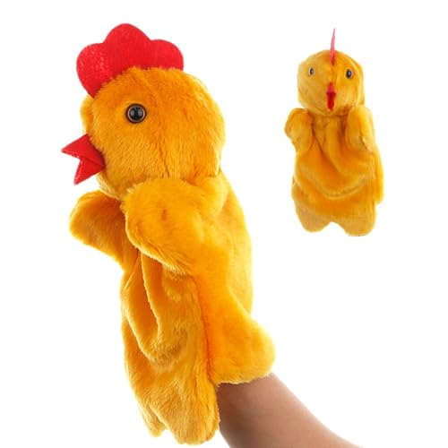 Handpuppen mit Tieren | Weiches Plüschtier mit Hühnerfingern | Cartoon-Huhn Plüschpuppen für Kinder und Erwachsene, perfekt für Unterricht, Rollenspiele und fantasievolle Spiele von Generic