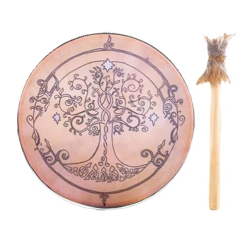Handtrommel,Handgemachte Shamane - Holz Schamanen-Trommeln mit Trommel - Drum Sound Healing Tool, Schamane Handtrommel, Dekorationsdesign Handdrommel, Trommel Schamane für Meditation von Generic