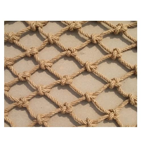 Hanfseilnetz - Treppendeck Hanfseilnetz Schutznetz Balkon Sicherheitsnetz für Kinder Tier Spielzeug Sicherheit Indoor(10mm-12cm,2x7m) von Generic