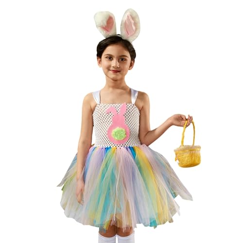 Hasenkostüm mit Tutu für Mädchen, Tutu-Rock für Tiere, Osterhasenkleid für Mädchen von 2 bis 10 Jahren, niedlicher Tutu-Rock aus Netzstoff, Cosplay-Kostüm für Halloween, Weihnachten, Fie von Generic