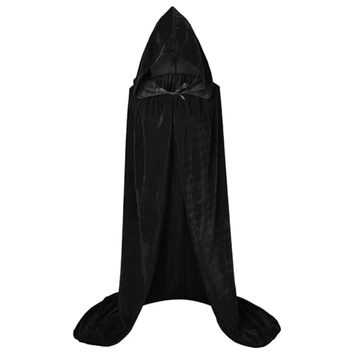 Helloween Umhang mit Kapuze, Schwarzer Mittelalter Kostüm Damen Satin Vampir renaissance Cape Robe für Erwachsene Mantel für Karneval Halloween Cosplay Hexe Sensenmann Spukhaus Fasching Mantel. Helloween Umhang mit Kapuze, Schwarzer Mittelalter Kostüm Damen Satin Vampir renaissance Cape Robe für Erwachsene Mantel für Karneval Halloween Cosplay Hexe Sensenmann Spukhaus Fasching Mantel. von Generic