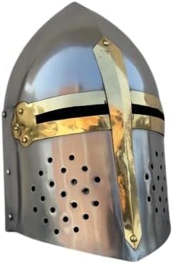 Helm Mittelalter Tempelritter Kreuzritter LARP Rüstung Tolles Cosplay Stahlkostüm von Generic