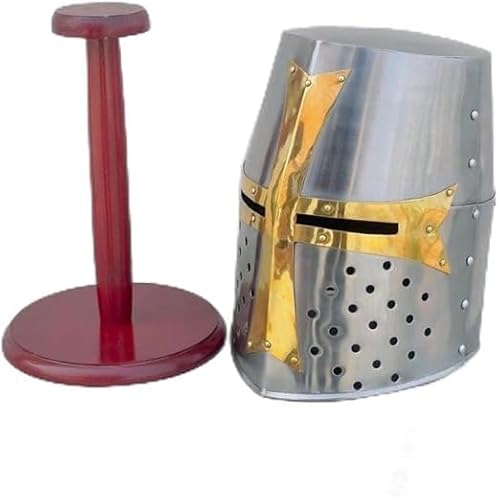 Helm Mittelalter Tempelritter Kreuzritter Stahl Rüstung LARP Tolles Cosplay Kreuz von Generic