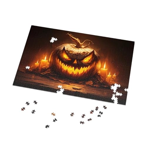 Herbst-Puzzle, Herbst-Puzzle, gruselige Herbst-Kürbis-Bodenpuzzle, herbstliches Kürbis-Puzzle, Kürbislaternen-Urlaubspuzzle für Mai-Dekorationen von Generic