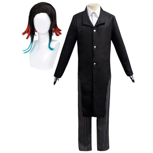 Herren Anime Cosplay Kostüm Für Enmu Uniform Full Set Mit Perücke Jacke Hose Shirt Halloween Party (Schwarz,L) von Generic
