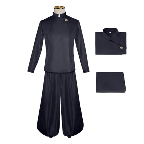 Herren Geto Suguru Cosplay Kostüm Kimono Outfit Robe Anime High School Uniform Full Set Schwarz Jacke Hose Mit Ohrstecker (Uniform,M) von Generic
