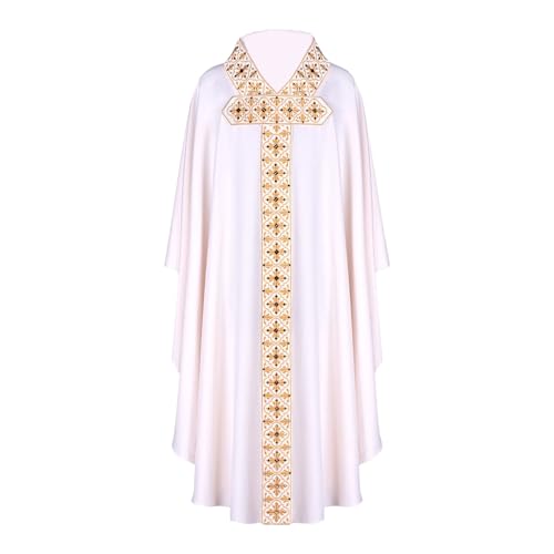 Herren Liturgische Robe, Umhang für Katholische,Erwachsener Priester Messgewand Cape Mit Embroidered Kirchenpriester Vestments Muslimische Kleidung Mittelalter Gewand für Halloweenparty von Generic