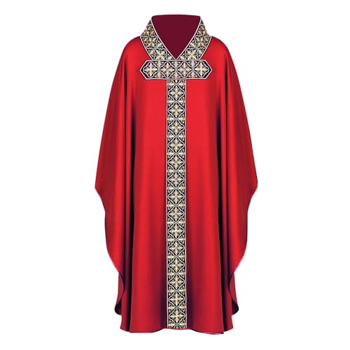 Herren Liturgische Robe, Umhang für Katholische,Erwachsener Priester Messgewand Cape Mit Embroidered Kirchenpriester Vestments Muslimische Kleidung Mittelalter Gewand für Halloweenparty von Generic