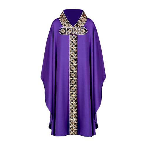 Herren Liturgische Robe, Umhang für Katholische,Erwachsener Priester Messgewand Cape Mit Embroidered Kirchenpriester Vestments Muslimische Kleidung Mittelalter Gewand für Halloweenparty von Generic