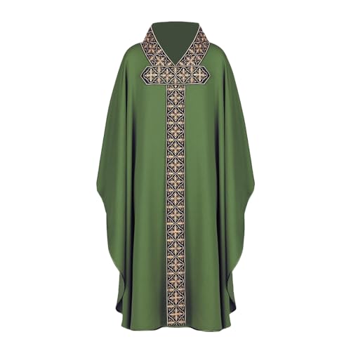 Herren Liturgische Robe, Umhang für Katholische,Erwachsener Priester Messgewand Cape Mit Embroidered Kirchenpriester Vestments Muslimische Kleidung Mittelalter Gewand für Halloweenparty von Generic