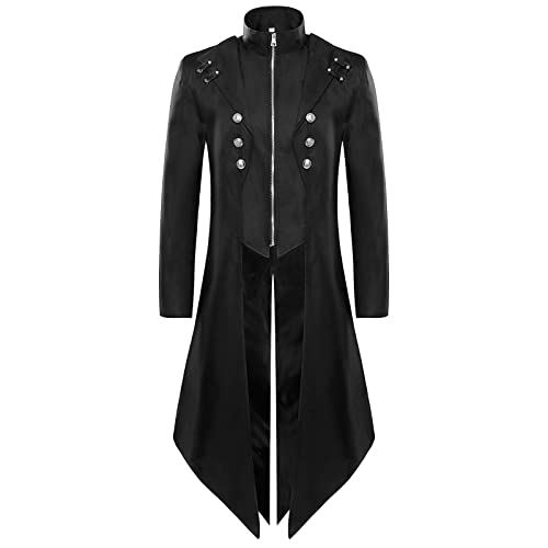 Herren Mittelalter Steampunk Jacke Gothic Frack Mantel Faschingskostüme, Retro Renaissance Viktorianischen Bestickt Frack Uniform für Männer von Generic