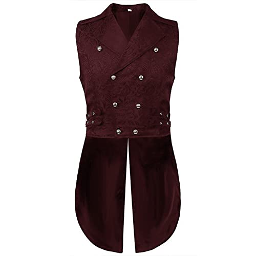 Herren Steampunk Anzugweste, Gothic Frack Herren Lang,Trendy Schwarz Weste Zweireihig Viktorianischen Gehrock Retro Mittelalter Jacke Theater Performance-Kleidung Cosplay Halloween Kostüm Herren Steampunk Anzugweste, Gothic Frack Herren Lang,Trendy Schwarz Weste Zweireihig Viktorianischen Gehrock Retro Mittelalter Jacke Theater Performance-Kleidung Cosplay Halloween Kostüm von Generic