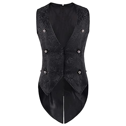 Herren Steampunk Anzugweste - Gothic Frack Herren Midi Vintage Schwarz Weste Zweireihig Viktorianische Hof Gehrock Retro Mittelalter Elegant Jacke Theater Performance-Kleidung Cosplay Halloween Kostüm Herren Steampunk Anzugweste - Gothic Frack Herren Midi Vintage Schwarz Weste Zweireihig Viktorianische Hof Gehrock Retro Mittelalter Elegant Jacke Theater Performance-Kleidung Cosplay Halloween Kostüm von Generic