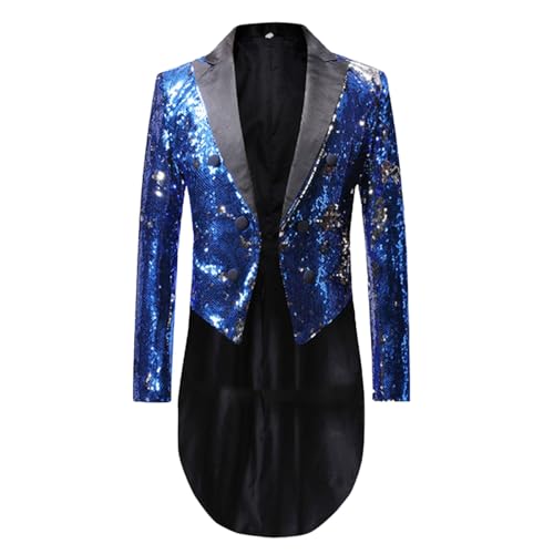 Herren Steampunk Frack Pailletten, Gothic Jacke Herren Lang, Gold Mittelalter Mantel mit Zweireihig Elegant Tuxedo Glitzer Gehrock Viktorianischenn Hof Kleidung Nightclub Party Zeigen Halloween Outfit von Generic