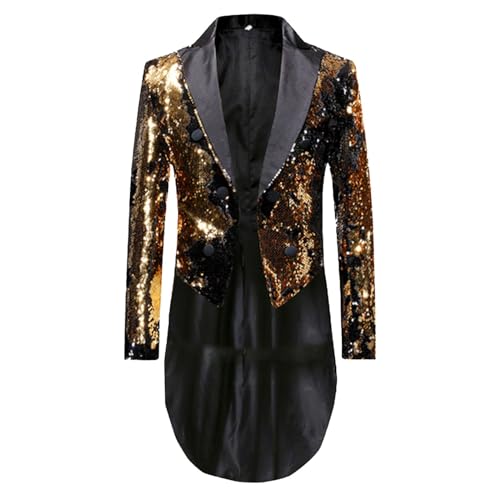 Herren Steampunk Frack Pailletten - Gothic Jacke Herren Lang Gold Mittelalter Mantel mit Zweireihig Elegant Tuxedo Glitzer Gehrock Viktorianische Hof Kleidung Nightclub Party Zeigen Halloween Kostüm Herren Steampunk Frack Pailletten - Gothic Jacke Herren Lang Gold Mittelalter Mantel mit Zweireihig Elegant Tuxedo Glitzer Gehrock Viktorianische Hof Kleidung Nightclub Party Zeigen Halloween Kostüm von Generic