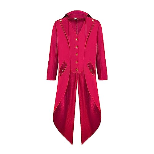 Herren Steampunk Jacke - Gothic Mantel Herren Loose fit Klassisch Rot Mittelalter Frack Stickerei Viktorianische Hof Gehrock Elegant Tuxedo Theater Performance Piraten Kleidung Halloween Kostüm Herren Steampunk Jacke - Gothic Mantel Herren Loose fit Klassisch Rot Mittelalter Frack Stickerei Viktorianische Hof Gehrock Elegant Tuxedo Theater Performance Piraten Kleidung Halloween Kostüm von Generic