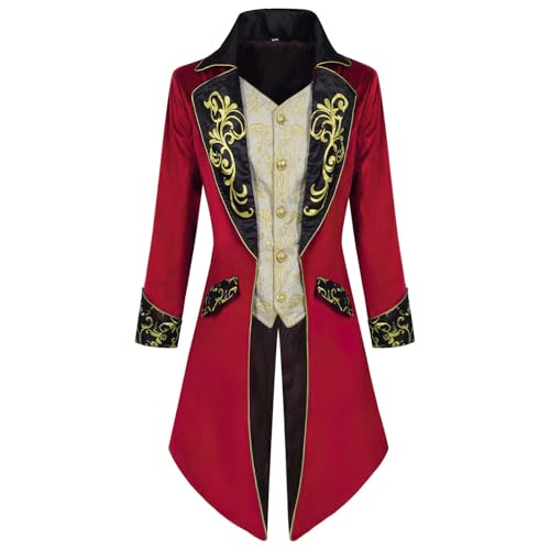 Herren Steampunk Jacke - Gothic Mantel Herren Midi Trendy Mittelalter Schwarz Frack Stickerei Viktorianische Hof Gehrock Elegant Tuxedo Theater Performance Piraten Kleidung Halloween Kostüm Herren Steampunk Jacke - Gothic Mantel Herren Midi Trendy Mittelalter Schwarz Frack Stickerei Viktorianische Hof Gehrock Elegant Tuxedo Theater Performance Piraten Kleidung Halloween Kostüm von Generic