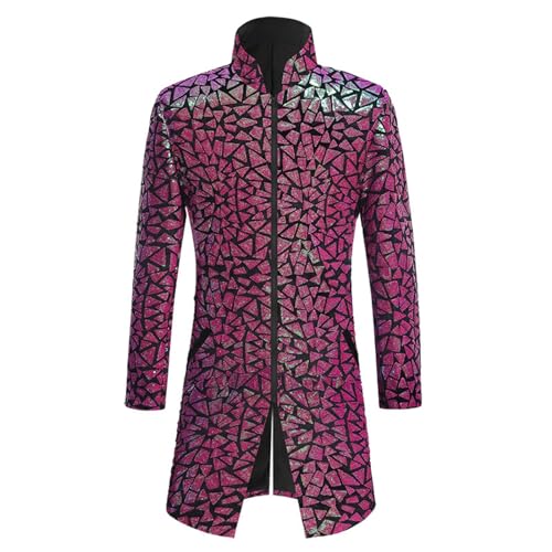 Herren Steampunk Jacke Pailletten - Gothic Mantel Herren Lang Mode Mittelalter Glitzerjacke mit Zip Viktorianische Hof Gehrock Retro Uniform Elegant Theater Kleidung Cosplay Karneval Halloween von Generic