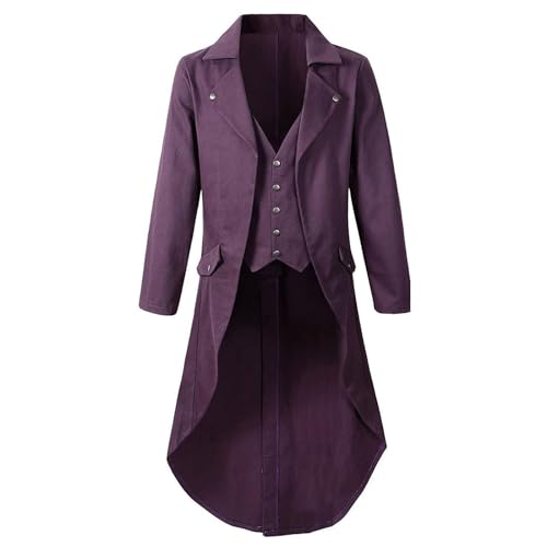 Herren Steampunk Jacke - Rot Gothic Frack Herren Lang Trendy Mantel Stickerei Mittelalter Gehrock Viktorianische Hof Anzugweste Elegant Tuxedo Theater Performance Vampir Kleidung Halloween Kostüm Herren Steampunk Jacke - Rot Gothic Frack Herren Lang Trendy Mantel Stickerei Mittelalter Gehrock Viktorianische Hof Anzugweste Elegant Tuxedo Theater Performance Vampir Kleidung Halloween Kostüm von Generic