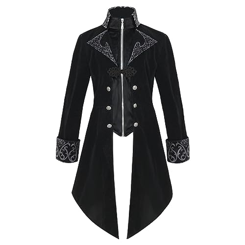 Herren Steampunk Mantel, Smoking Für Karneval Fashing Gotisch Mantel Herren, Smokingjacken Für Herren Gothic Steampunk Vintage Tailcoat Jacke Mittelalter Viktorianischen Gehrock Uniform Cosplay Kostüm von Generic