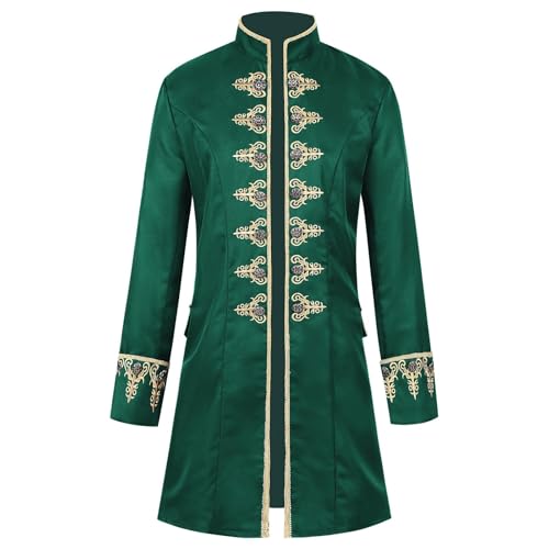 Herren Steampunk Mantel - Gothic Jacke Herren Lang Trendy Mittelalter Königlicher Trenchcoat Viktorianische Hof Gehrock Elegant Uniform Theater Performance Cosplay Kleidung Halloween Kostüm von Generic