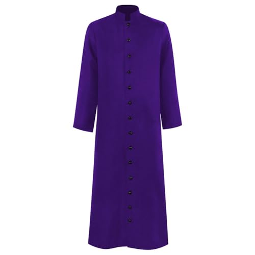 Herren Steampunk Pfarrer - Klassisch Geistliche Mantel Herren Lang Schwarz Mittelalter Bischof Jacke Retro Viktorianische Hof Gehrock Gothic Uniform Elegant Theater Kleidung Cosplay Halloween Kostüm von Generic