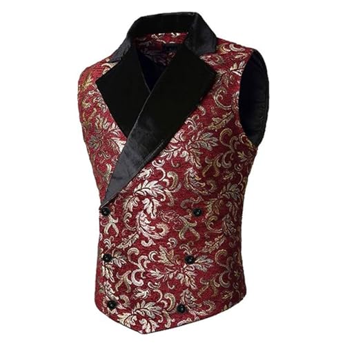 Herren Viktorianische Hof Weste - Edelmann Paisley Anzugweste Herren Slim Fit Gothic Trachtenweste Mittelalter Anzug Weste Steampunk Gilet Halloween Kostüm Trachtenwesten für Männer von Generic