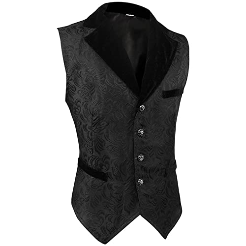 Herren Viktorianische Weste - Paisley Anzugweste Herren Revers Gothic Trachtenweste Schwarz Mittelalter Anzug Weste Steampunk Gilet Halloween Kostüm Western Trachtenwesten für Männer Herren Viktorianische Weste - Paisley Anzugweste Herren Revers Gothic Trachtenweste Schwarz Mittelalter Anzug Weste Steampunk Gilet Halloween Kostüm Western Trachtenwesten für Männer von Generic