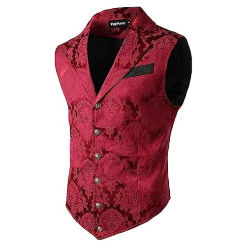 Herren Viktorianische Weste - Paisley Anzugweste Herren Slim Fit Gothic Trachtenweste Klassiker Mittelalter Anzug Weste Steampunk Gilet Halloween Kostüm Hochzeit Trachtenwesten für Männer von Generic
