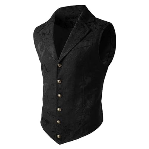 Herren Viktorianische Weste Paisley Anzugweste Slim Fit Gothic Trachtenweste Schwarz Mittelalter Anzug Weste Steampunk Gilet Halloween Outfit Hochzeit Trachtenwesten für Männer von Generic