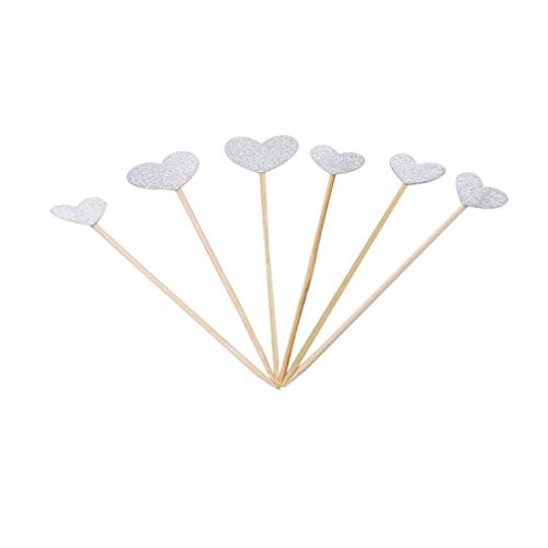 Herz Cupcake Toppers Glitter Cupcake Topper Cake Snack Dekoration für Geburtstagsfeier Hochzeit Babyparty - Farbe Silber kostengünstig und langlebig von Generic