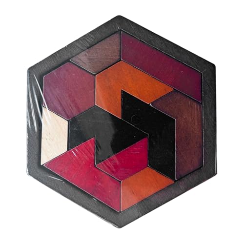 Hexagon-Tangram-Puzzle – -Knobelspiel | Geometrische Holzklötze, montessorii-Spielzeug, Kreative Lernmaterialien, Muster, Intelligenz-Herausforderung Für Kinder Und Erwachsene von Generic