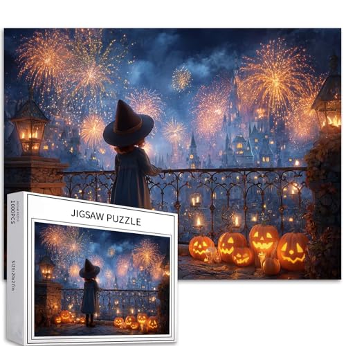 Hexenbeobachtendes Feuerwerk, 1000-teiliges Puzzle für Erwachsene, Fantasie, Halloween, Kunst-Puzzle, anspruchsvolle Familienaktivitäten, buntes DIY-Bastelpuzzle für Heimdekoration, Geschenke, 68 x 50 Hexenbeobachtendes Feuerwerk, 1000-teiliges Puzzle für Erwachsene, Fantasie, Halloween, Kunst-Puzzle, anspruchsvolle Familienaktivitäten, buntes DIY-Bastelpuzzle für Heimdekoration, Geschenke, 68 x 50 von Generic