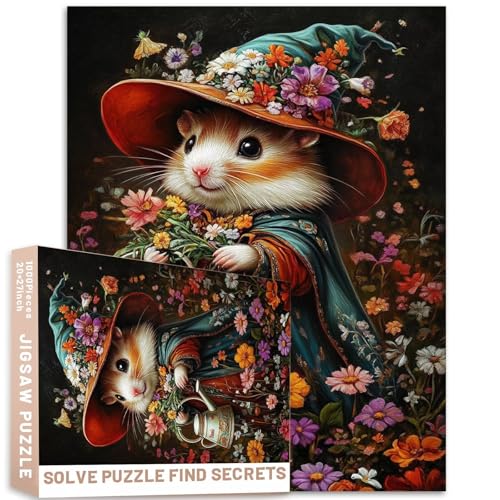 Hexenhamster-Puzzle-Hintergrund, 50 x 70 cm, Ganzkörper-Porträt, detailliertes 1000-teiliges Kunstwerk, bunte DIY-Puzzles für Heimdekoration, Geschenke, Familienpuzzle, perfekt für Spieleabende Hexenhamster-Puzzle-Hintergrund, 50 x 70 cm, Ganzkörper-Porträt, detailliertes 1000-teiliges Kunstwerk, bunte DIY-Puzzles für Heimdekoration, Geschenke, Familienpuzzle, perfekt für Spieleabende von Generic