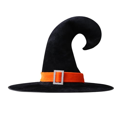 Hexenhut, Hexenhut – Halloween-Kostüm, schwarzer Hexenhut mit silberfarbener Schnalle, Halloween-Hut aus Samt, Partyzubehör für Frauen und Mädchen Hexenhut, Hexenhut – Halloween-Kostüm, schwarzer Hexenhut mit silberfarbener Schnalle, Halloween-Hut aus Samt, Partyzubehör für Frauen und Mädchen von Generic