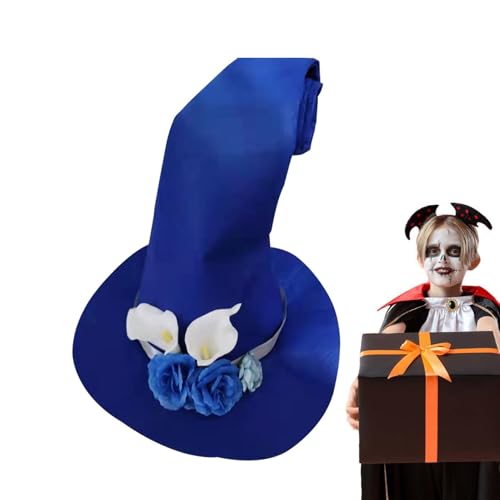 Hexenhut aus Filz, Halloween-Hexenhut – spitzer Hut mit breiter Krempe für Mädchen, spitzer Zaubererhut, Hexenhut mit Blume Hexenhut aus Filz, Halloween-Hexenhut – spitzer Hut mit breiter Krempe für Mädchen, spitzer Zaubererhut, Hexenhut mit Blume von Generic